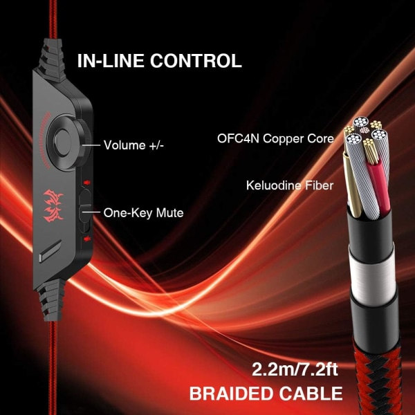 G2000 -peliheadset, Surround Stereo -peli kuulokkeet melua vaimentavalla mikrofonilla, PS5:lle, PS4:lle, Xbox Onelle, Nintendo Switchille - Punainen{f2}