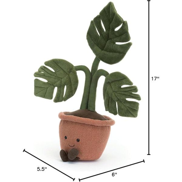 Jellycat Amuseables Krukväxt Monstera Gosedjur, 43 cm - Växtplysch - Rolig Inredning & Gåva{F2}