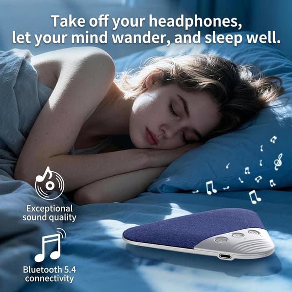 Sovehøjttaler under puden – Mini Bluetooth White Noise-lydmaskine tynd sengeaudio Blue