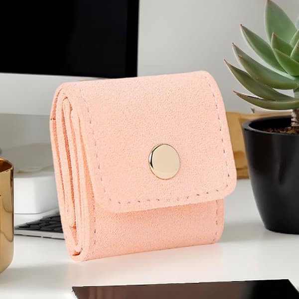 Mini resesmyckespåse, vikbar multifunktionell resesmyckesväska, med spänne, mjukt foder och vattentät. pink