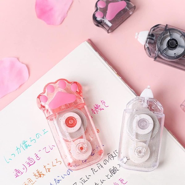 Kawaii Kattepote Penal med Viskelær, Blyantspisser, Korreksjonstape for Tenåringsjenter, Transparent Boks{F2}