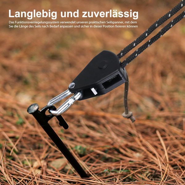 Spännlinor med linstramare, 4m repavgränsningsrep, reflekterande tältrep med spännare, krok, Ø 4mm justerbart rep för campingtältlampa{F2}