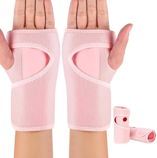 Karpaltunnel handledsstöd - 2-delat set med stabiliserande skena - Vadderat handstöd Universal passform Black One size