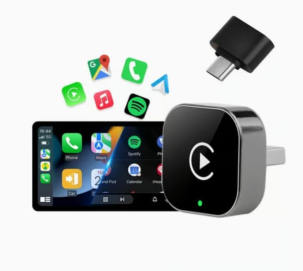 2-i-1 Trådlös CarPlay-adapter och Trådlös Android Auto-adapter - Smart Mini Box USB-dongel med Plug & Play och Snabb WiFi-anslutning
