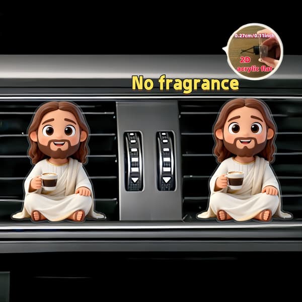 2D tecknad bilventilklämma med doft, dekorativ interiör aromdiffusor i akryl för fordon