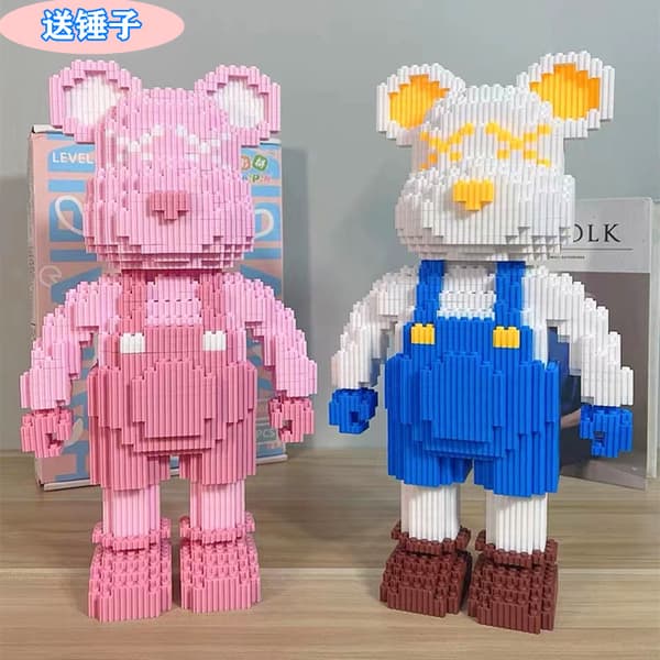 Micro Brick Bjørn Model – Kreativt Samlesæt Legetøj til Børn & Samlere *Rødt hjerte med lys* Red heart with light