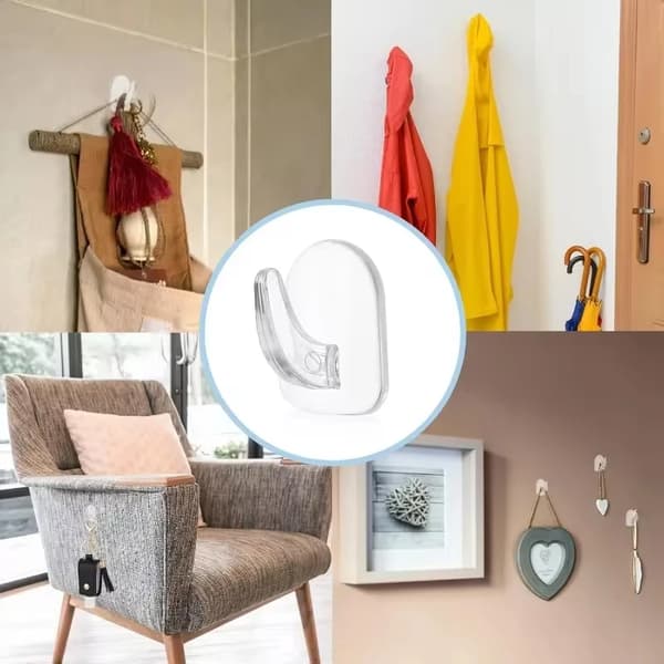Läpinäkyvät minipienet koukut Kotitalouskäyttöön tarkoitetut kantavat liimakoukut ilman porausta Keittiön vedenpitävä koukku Monitoimikoukku 10Pcs