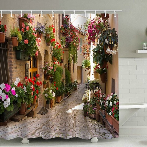 200 x 230 cm Dusjforheng Blomstret Gate Dusjforheng Trykk