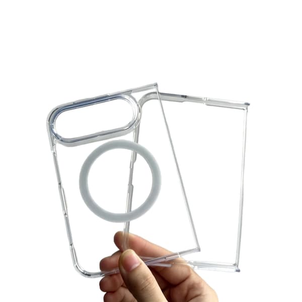 iPhone Duo Transparent Magnetfodral, Delat Skyddande Telefonfodral, Klart Vikbart Fodral med Magnetisk Design
