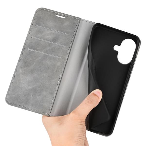 iPhone 17 -nahkakotelo retro-nahalla ja magneettikiinnityksellä (F2) Grå
