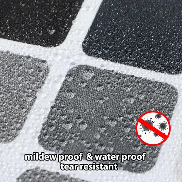 XXL Förtjockad, mögelresistent, vattentät badrumsgardin i polyester - 200 * 200 cm mosaikduschdraperi för våtrum