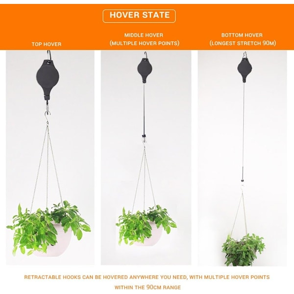 4 planthengere, uttrekkbar blomsterkrok Justerbar fugl - Perfekt