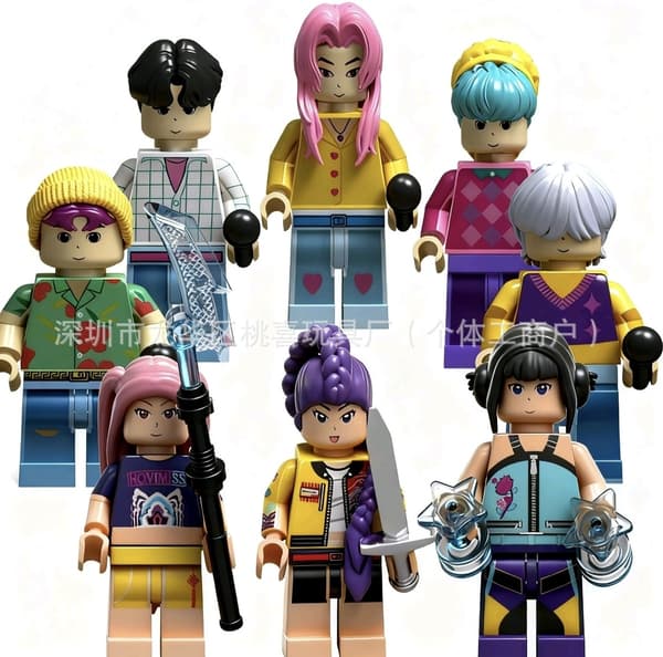 8 stk. K-Pop Demon Hunters Klodsfigurer | Karakterbyggesæt | Samlerobjekt Mini Modeller