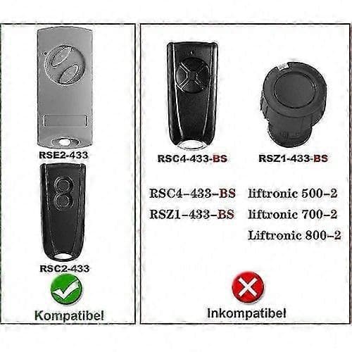 2-pakning 433MHz garasjeportåpnerfjernkontroll for EcoStar RSE2-433, RSC2-433, RSZ1-433
