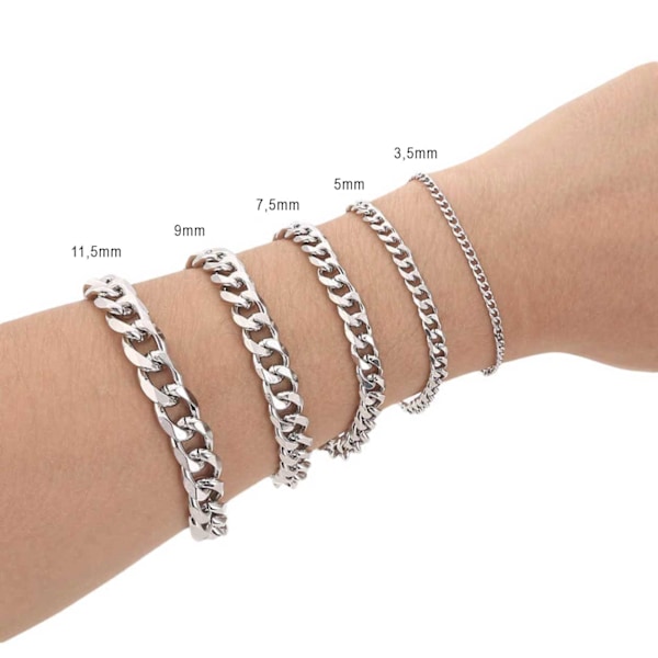 Pansarlänk Armband Kedjearmband Silver 7,5mm silver