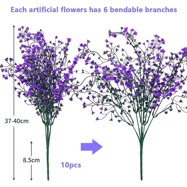 10 Stjälkar Konstgjorda Buskar 37cm Utomhusväxter Konstgjorda Blommor Plast Konstgjorda Blommor Inomhus Utomhus Balkong Kontor Bröllop