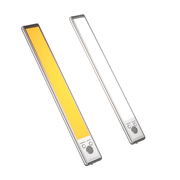 LED Bevægelsessensor Natlys Genopladeligt – Magnetisk Trådløst Skabslys 3 Farver Dæmpbart Underskabslys 24cm 2-pak