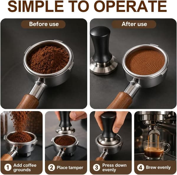 Tamper 51/53/58mm, Trykregulerende Kaffetamper, Espressotamper i Rustfrit Stål med Fjeder og Rillet Base 58MM