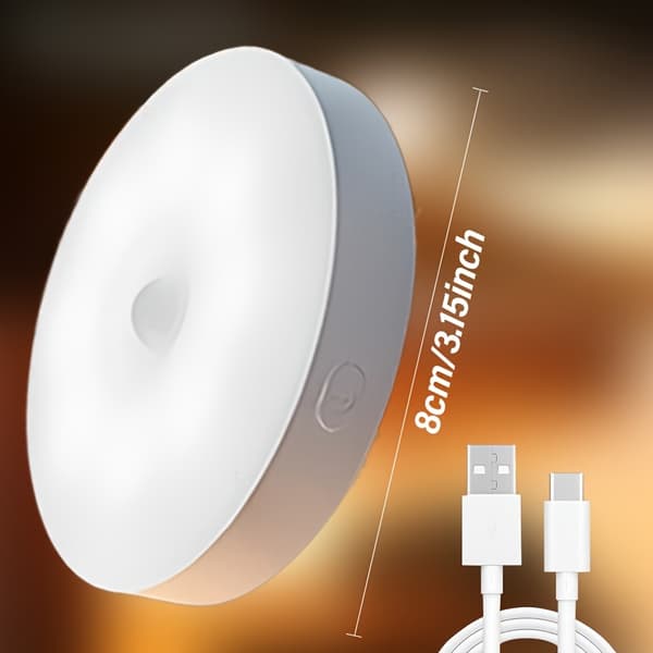 6 st rörelsesensor LED nattlampor USB uppladdningsbar vägglampa för sovrumstrappa Warm White 6pcs