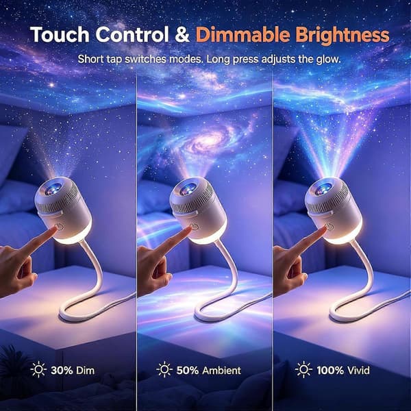 2026 Ny HD Smart Dynamisk 5D Holografisk Natlampe Projektor, Plug and Play
