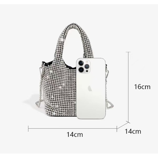 Dam Aftonväskor Strass Handväska Glittrig Crossbody Väska Bröllop Balväska}F2{