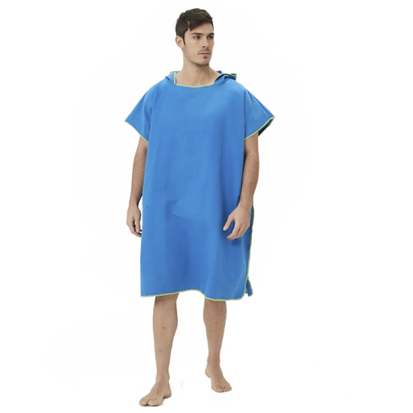 Mediumblå surfponcho för kvinnor och män – Badponcho, strandponcho{F2}