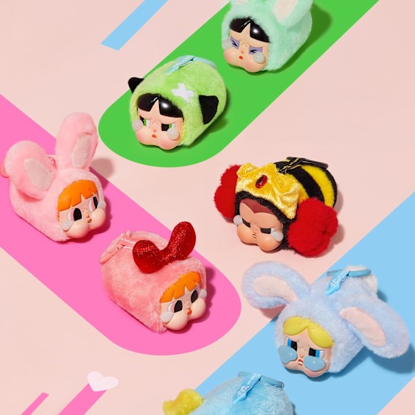 POP MART Crybaby × Powerpuff Girls Serie - Vinyl Face Plysch Blind Box, Crybaby Blind Box Figurer (Slumpmässig Låda){EE}