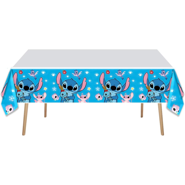 39 kpl Stitch-juhla-astiat, 18 lautasta + 20 servettiä, 1 pöytäliina 188*114cm, Stitch-syntymäpäiväjuhlatarvikkeet{f2}