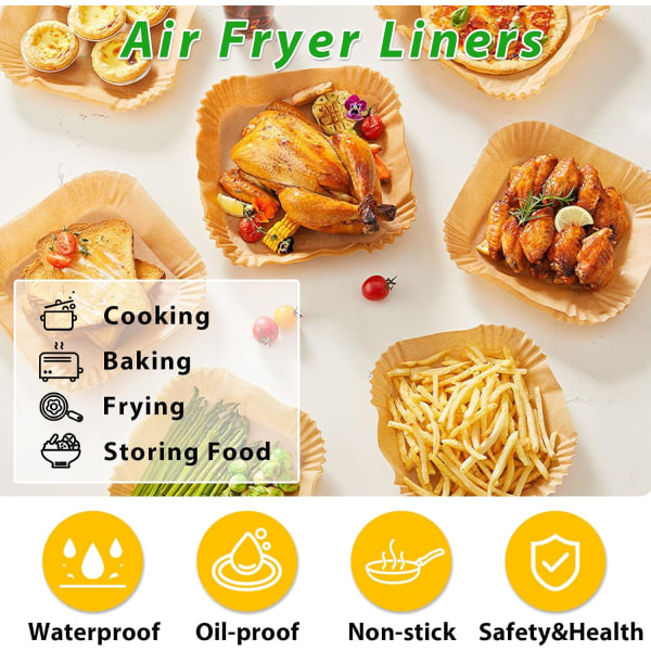 Airfryer tillbehör Airfryer papper 20cm*4,5cm cm, 100-300 bitar bakpapper Airfryer non-stick vattentätt och oljesäkert, airfryer fyrkantigt papper 200pcs