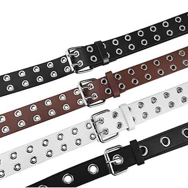 2 st svarta modebälten Punk för kvinnor Dubbelspänne Air 120 cm{sl}