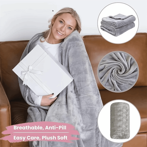 Hyggelig flannel vintertæppe, bærbart, varmt sofaplaid, blødt fortykket fritidstæppe vinter Light Grey 69.69x60.63in