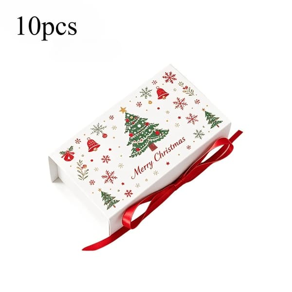 10 st julklappsförpackningar med band, julgranssnöflinge presentförpackning, förpackningslåda, för små presenter till högtider och bröllop 10pcs White Reference size chart