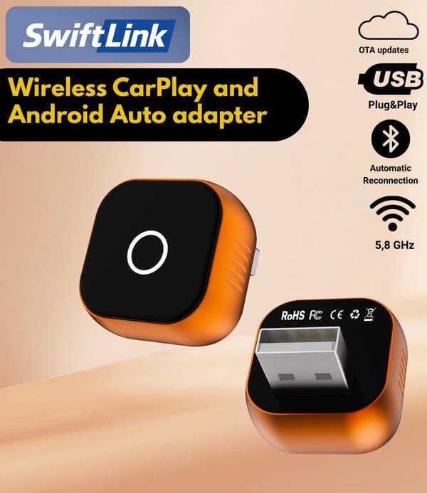 Bluetooth-adapteren er kompatibel med iPhone- og Android-enheter, eliminerer kabler, forbedrer kjøreopplevelsen og gir stabilitet.