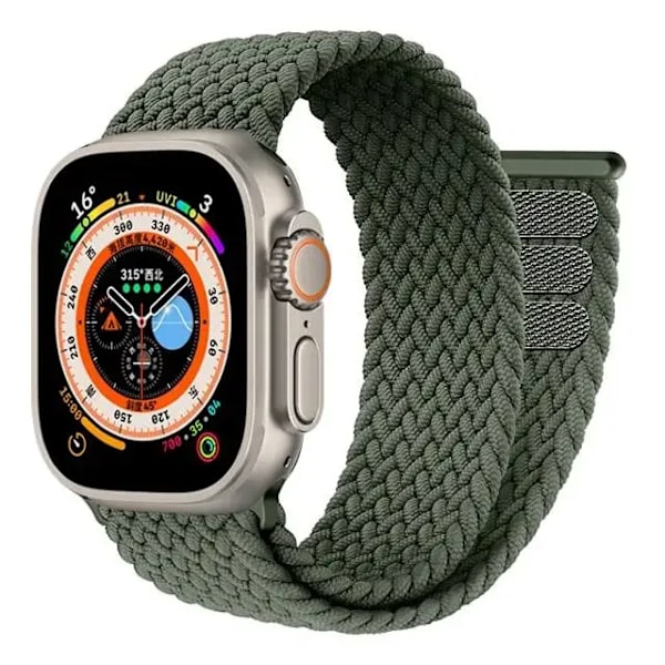 Flätat Solo Loop-armband för Apple Watch Ultra 49mm 45mm 41mm 44mm 40mm 42mm, armband för iWatch Serie 9 7 SE 8 6 5 4 3, AGr AGr Ed 42-44-45-49mm-S