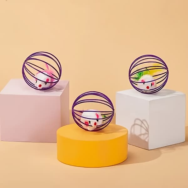 Fjer Kattelegetøj Mus Bur Interaktivt Killingelegetøj Indendørs Kattelegetøj 2 pieces assorted