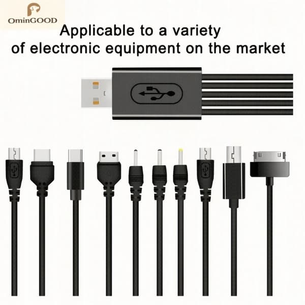 Bærbar 10-i-1 multifunksjons USB-ladekabel universell multiplugg telefonladerkabel kompatibel med alle Android-smarttelefoner 1pcs No