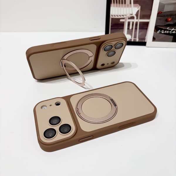 Magnetisk iPhone-deksel med roterende stativ, støtsikkert beskyttelsesdeksel for iPhone 18/17/16, justerbar telefonholder*iPhone 17 Pro Max*Ørkengull Desert Gold iPhone 17 Pro Max