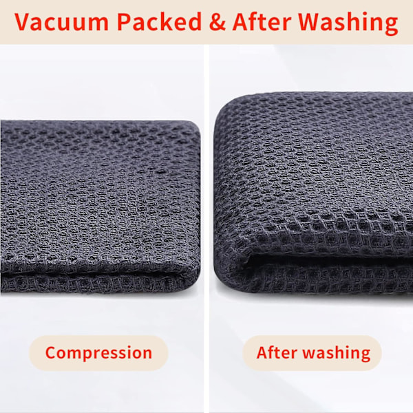 100% Bomulls Waffle-vävda Kökshanddukar, Ultra Mjuka Absorberande Snabbtorkande Disktrasor, 12x12 Tum, 6-pack, Mörkgrå