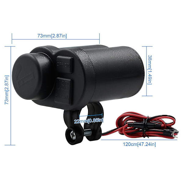 Motorcykel USB Oplader Telefon 12v Cigartænder Dobbelt USB Motorcykel Lighter Oplader Wa{F2}