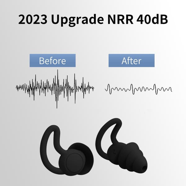 Ørepropper - Sovepropper - Ørepropper - Sovepropper - Sovepropper - Støyreduserende ørepropper - BPA-fri silikon - Høy lyddemping (33dB) - Svart
