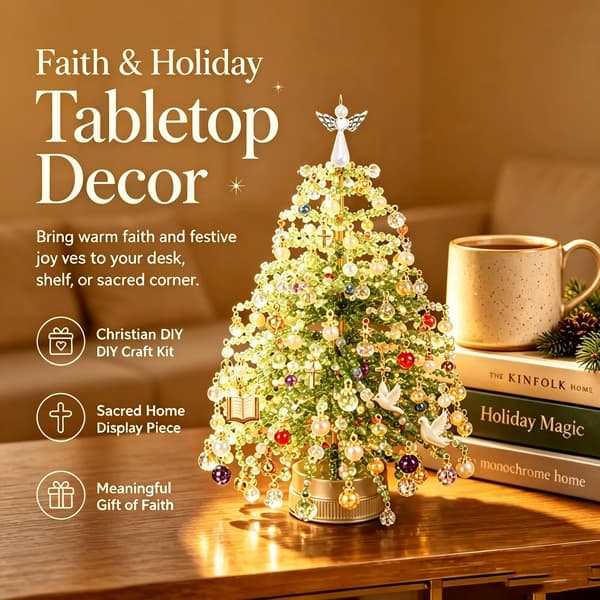 Håndlaget DIY Perlet Juletre Kit Krystallperle Fargerikt Mini Perlevevsett Pedagogisk Glitrende Style C 20cm