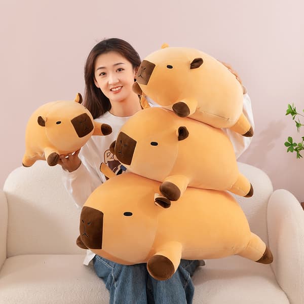 Liggande capybara kudde Capybara gosig squishy viktad plyschleksak - 1 st/40cm