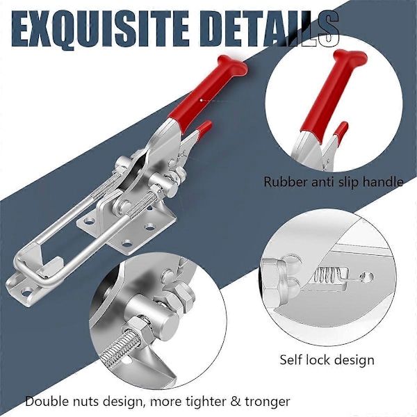 2-pack spännlås, kraftiga lås, 907 kg hållkapacitet justerbart spännlås, rökklämmor Latch-WELLNGS