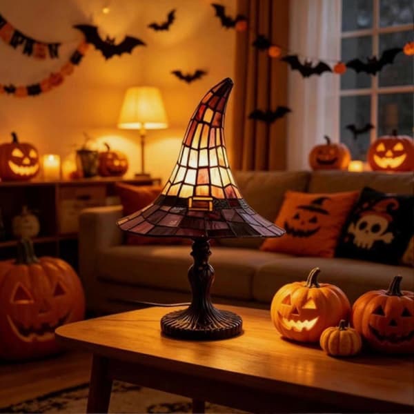 Heksehatlampe Halloween Dekorativ Bordlampe
