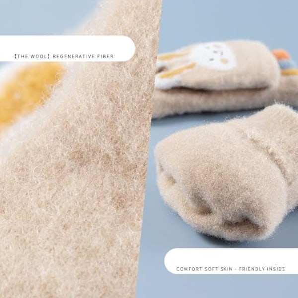 Konvertibla Fingerlösa Vantar för Barn Katt Kanin Stickade Flik Vantar Halvfinger Stretchiga Vantar för Flickor Pojkar 6-12 År{f2}