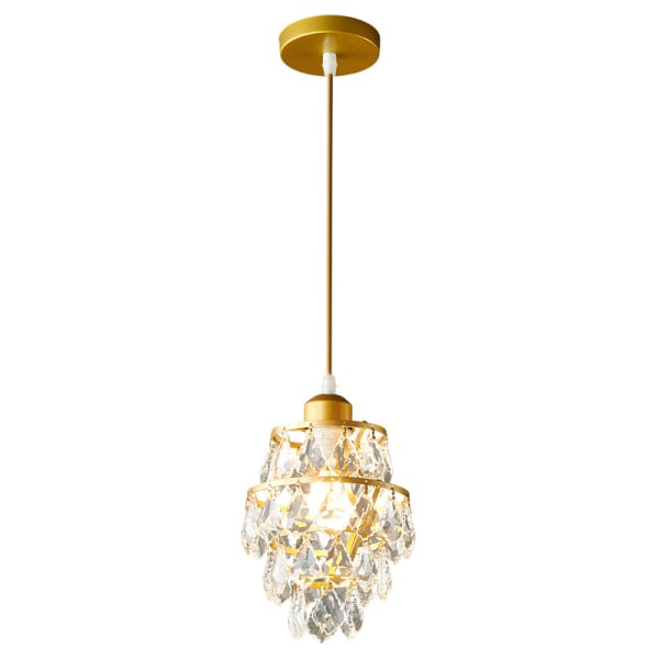 Modern Crystal Chandelier Lighting Fixture Gold Finish, Round Crystal Pendant Lamp, for Foyer, Hallway, Balcony, Corridor, Dining Room