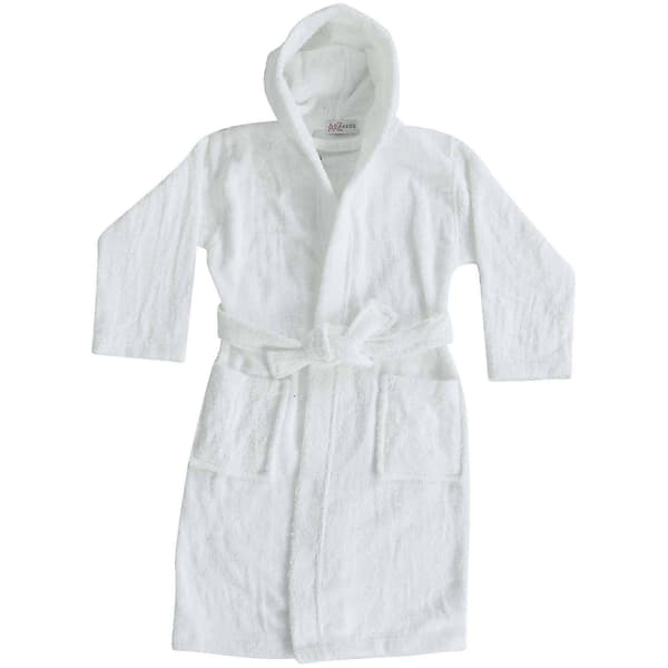 Badehåndkle med hette til barn, 100 % bomullsfrotté badekåpe for gutter og jenter White 2-3 Years