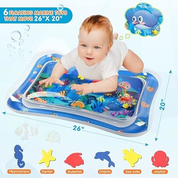 Oppblåsbar mageleke Premium Baby Vannlekematte for spedbarn og småbarn Babyleker for 3 til 24 måneder, Styrk babyens muskler{f222}