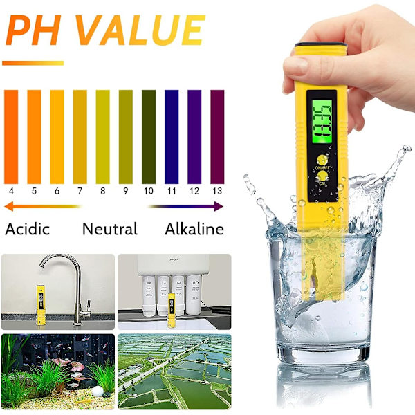 Digital pH-meter, LCD-display vandkvalitetstester, pH-vandkvalitetstester (F2)