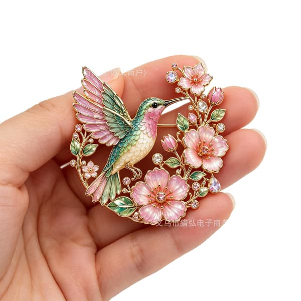 3 STK Kolibri Blomster Broche Sæt, Emalje Reversnåle, Dekorative Tilbehør til Jakker Tasker og Hatte 3pcs